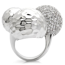 Cargar imagen en el visor de la galería, 0W121 - Rhodium Brass Ring with AAA Grade CZ  in Clear