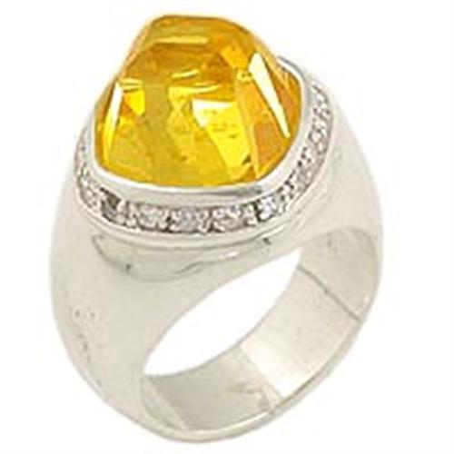 0F223 - High-Polished 925 Sterling Silver Ring with AAA Grade CZ  in Citrine