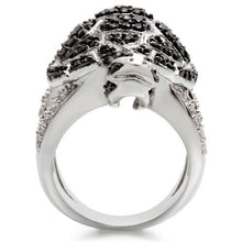 Cargar imagen en el visor de la galería, 0W005 - Rhodium + Ruthenium Brass Ring with AAA Grade CZ  in Jet