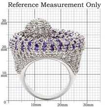 Load image into Gallery viewer, 0W018 - Rhodium Brass Ring with AAA Grade CZ  in Tanzanite