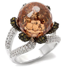 Cargar imagen en el visor de la galería, 0W021 - Rhodium + Ruthenium Brass Ring with AAA Grade CZ  in Champagne