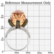 Cargar imagen en el visor de la galería, 0W021 - Rhodium + Ruthenium Brass Ring with AAA Grade CZ  in Champagne