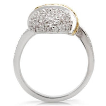 Load image into Gallery viewer, 0W099 - Gold+Rhodium Brass Ring with AAA Grade CZ  in Topaz