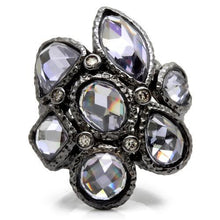 Load image into Gallery viewer, 0W120 - Ruthenium Brass Ring with AAA Grade CZ  in Light Amethyst