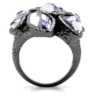 0W120 - Ruthenium Brass Ring with AAA Grade CZ  in Light Amethyst