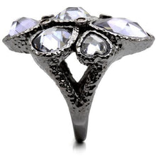 Load image into Gallery viewer, 0W120 - Ruthenium Brass Ring with AAA Grade CZ  in Light Amethyst