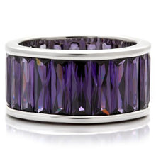 Load image into Gallery viewer, 0W128 - Rhodium Brass Ring with AAA Grade CZ  in Amethyst