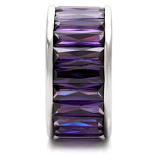 Cargar imagen en el visor de la galería, 0W128 - Rhodium Brass Ring with AAA Grade CZ  in Amethyst