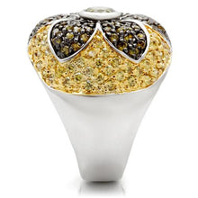 Load image into Gallery viewer, 0W154 - Rhodium+Gold+ Ruthenium Brass Ring with AAA Grade CZ  in Multi Color