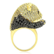 Load image into Gallery viewer, 0W182 - Gold+Ruthenium Brass Ring with AAA Grade CZ  in Jet