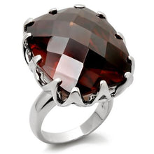 Load image into Gallery viewer, 0W198 - Rhodium Brass Ring with AAA Grade CZ  in Smoky Topaz