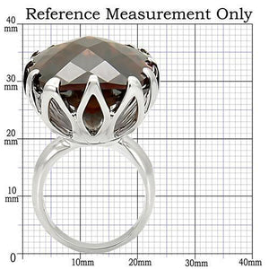 0W198 - Rhodium Brass Ring with AAA Grade CZ  in Smoky Topaz