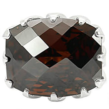 Load image into Gallery viewer, 0W198 - Rhodium Brass Ring with AAA Grade CZ  in Smoky Topaz