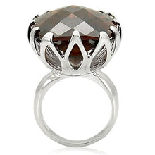 Load image into Gallery viewer, 0W198 - Rhodium Brass Ring with AAA Grade CZ  in Smoky Topaz