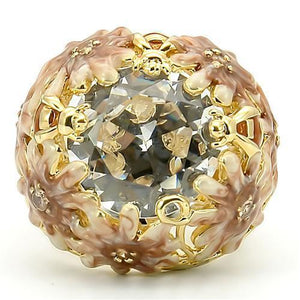 0W203 - Matte Gold & Gold Brass Ring with AAA Grade CZ  in Clear