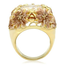 Load image into Gallery viewer, 0W203 - Matte Gold &amp; Gold Brass Ring with AAA Grade CZ  in Clear