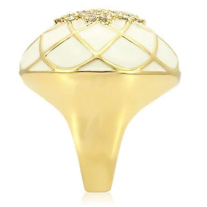 0W206 - Gold Brass Ring with AAA Grade CZ  in Clear