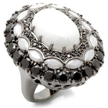 Cargar imagen en el visor de la galería, 0W213 - Ruthenium Brass Ring with Milky CZ  in White