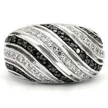 Load image into Gallery viewer, 0W224 - Rhodium + Ruthenium Brass Ring with AAA Grade CZ  in Jet