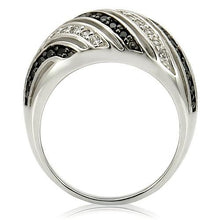 Load image into Gallery viewer, 0W224 - Rhodium + Ruthenium Brass Ring with AAA Grade CZ  in Jet