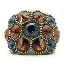 Cargar imagen en el visor de la galería, 0W234 - Antique Copper Brass Ring with Top Grade Crystal  in Multi Color