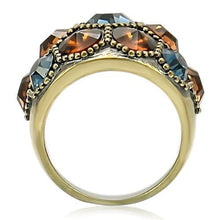 Cargar imagen en el visor de la galería, 0W234 - Antique Copper Brass Ring with Top Grade Crystal  in Multi Color