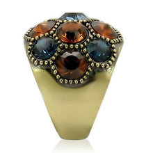 Cargar imagen en el visor de la galería, 0W234 - Antique Copper Brass Ring with Top Grade Crystal  in Multi Color