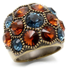 Cargar imagen en el visor de la galería, 0W234 - Antique Copper Brass Ring with Top Grade Crystal  in Multi Color