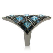 Load image into Gallery viewer, 0W235 - Ruthenium Brass Ring with Top Grade Crystal  in Sea Blue