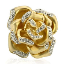 Load image into Gallery viewer, 0W250 - Matte Gold &amp; Rhodium Brass Ring with AAA Grade CZ  in Clear