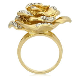 0W250 - Matte Gold & Rhodium Brass Ring with AAA Grade CZ  in Clear