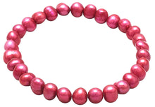 Load image into Gallery viewer, Red Cultured Freshwater Pearl Stretch Bracelet