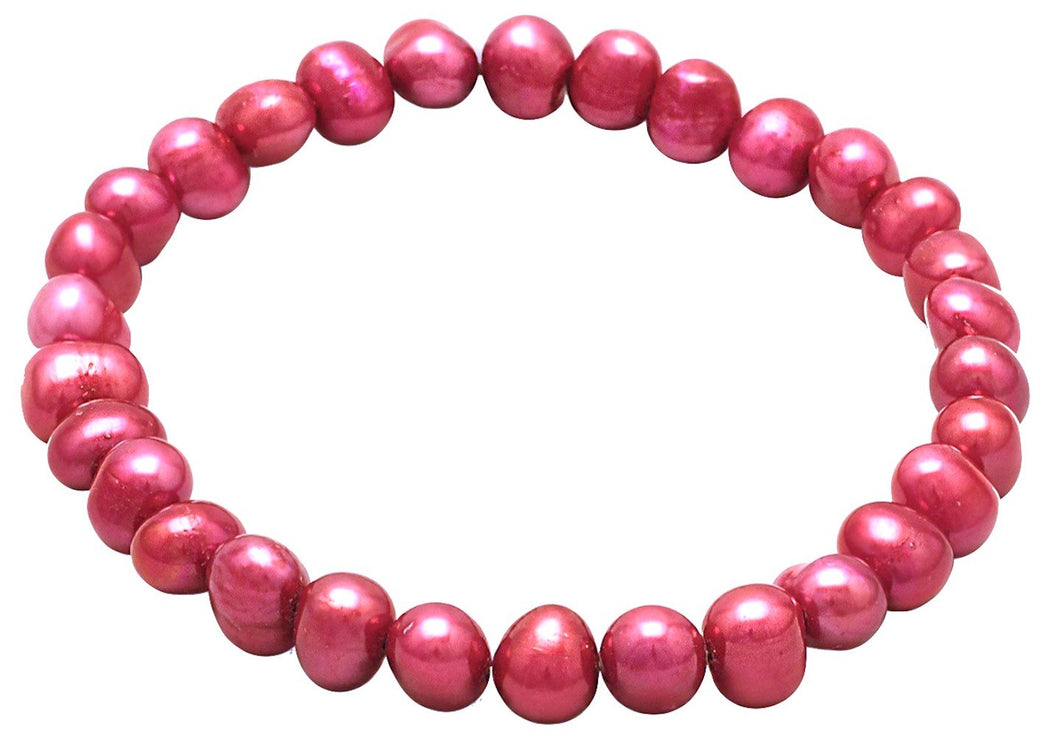 Red Cultured Freshwater Pearl Stretch Bracelet