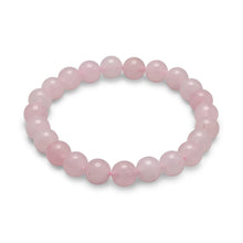 Cargar imagen en el visor de la galería, Rose Quartz Bead Stretch Bracelet