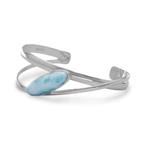 Large Oblong Larimar Cuff Bracelet