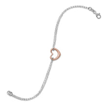 Load image into Gallery viewer, Two Tone Double Strand Open Heart Bracelet