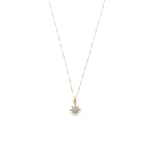 Load image into Gallery viewer, 14 Karat Gold Plated CZ Star and Synthetic Opal Necklace