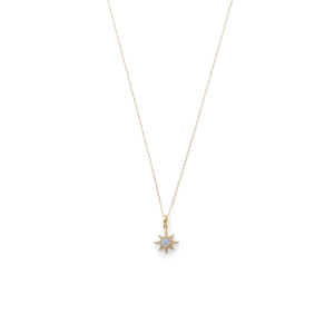 14 Karat Gold Plated CZ Star and Synthetic Opal Necklace