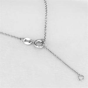 3W417 - Rhodium Brass Necklace with AAA Grade CZ  in Clear