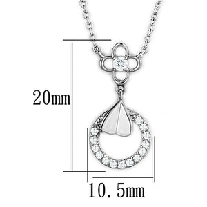 3W419 - Rhodium Brass Necklace with AAA Grade CZ  in Clear