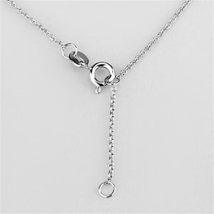 3W427 - Rhodium Brass Necklace with AAA Grade CZ  in Clear