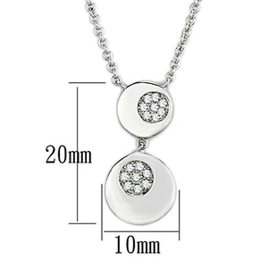 3W435 - Rhodium Brass Necklace with AAA Grade CZ  in Clear