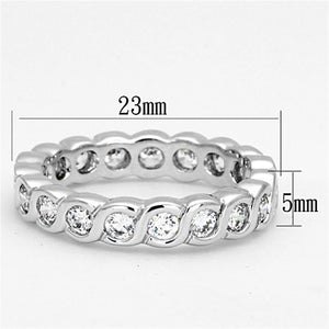 3W462 - Rhodium Brass Ring with AAA Grade CZ  in Clear