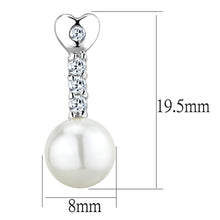 Load image into Gallery viewer, 3W675 - Rhodium Brass Earrings with Synthetic Pearl in White