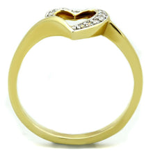 Load image into Gallery viewer, 3W870 - Gold+Rhodium Brass Ring with AAA Grade CZ  in Clear