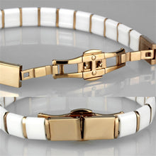 Load image into Gallery viewer, 3W987 - IP Rose Gold(Ion Plating) Stainless Steel Bracelet with Ceramic  in White