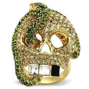 3W009 - Gold White Metal Ring with Top Grade Crystal  in Multi Color