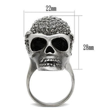 Load image into Gallery viewer, 3W015 - Antique Silver White Metal Ring with Top Grade Crystal  in Black Diamond