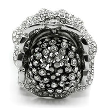 Load image into Gallery viewer, 3W018 - Matte Rhodium &amp; Rhodium White Metal Ring with Top Grade Crystal  in Clear