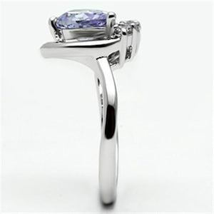 3W030 - Rhodium Brass Ring with AAA Grade CZ  in Light Amethyst